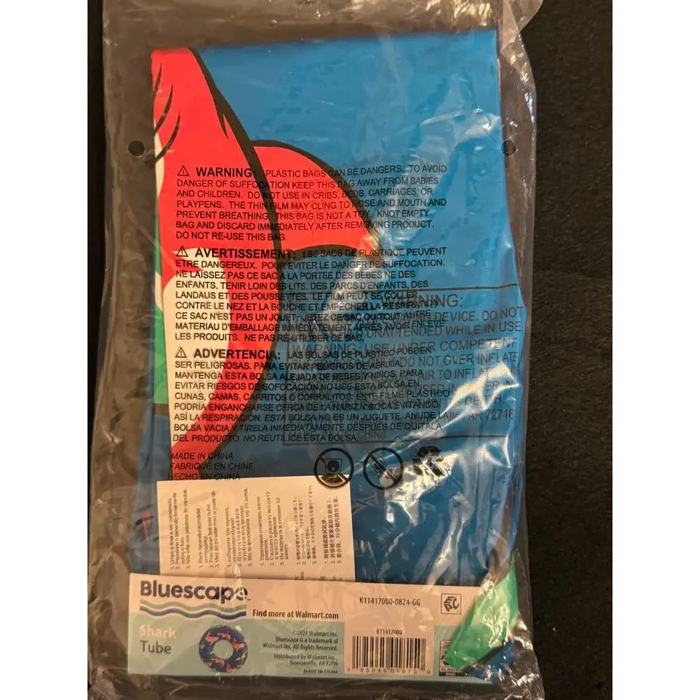 Bluescape Shark Inflatable Swim Tube - Pool Float for Ages 9 & Up New in Bag
